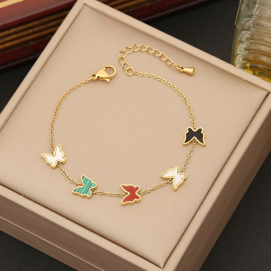 Colorized Butterfly Necklace Fashion Stainless Steel Jewelry