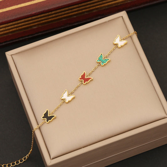 Colorized Butterfly Necklace Fashion Stainless Steel Jewelry