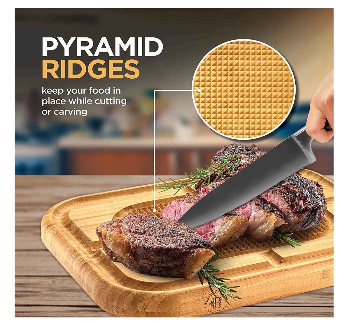 Extra Large Meat Steak Carving Board - Bamboo
