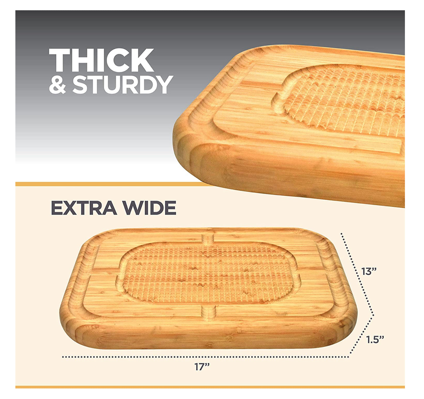 Extra Large Meat Steak Carving Board - Bamboo