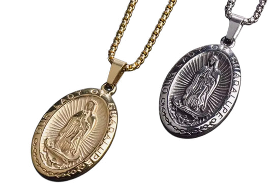 Virgin Mary Our Lady of Guadalupe Necklace Stainless Steel / Virgen de guadalupe