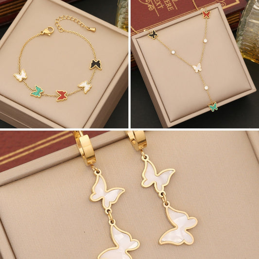 Colorized Butterfly Necklace Fashion Stainless Steel Jewelry