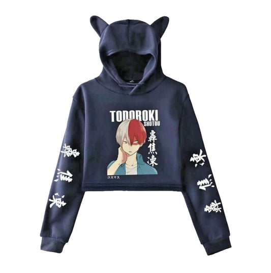 Sudadera corta con capucha de gato de My Hero Academia