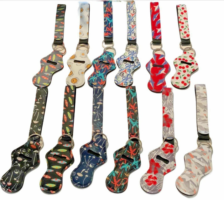 Chapsticks Holder Keychains with Key Wristlet