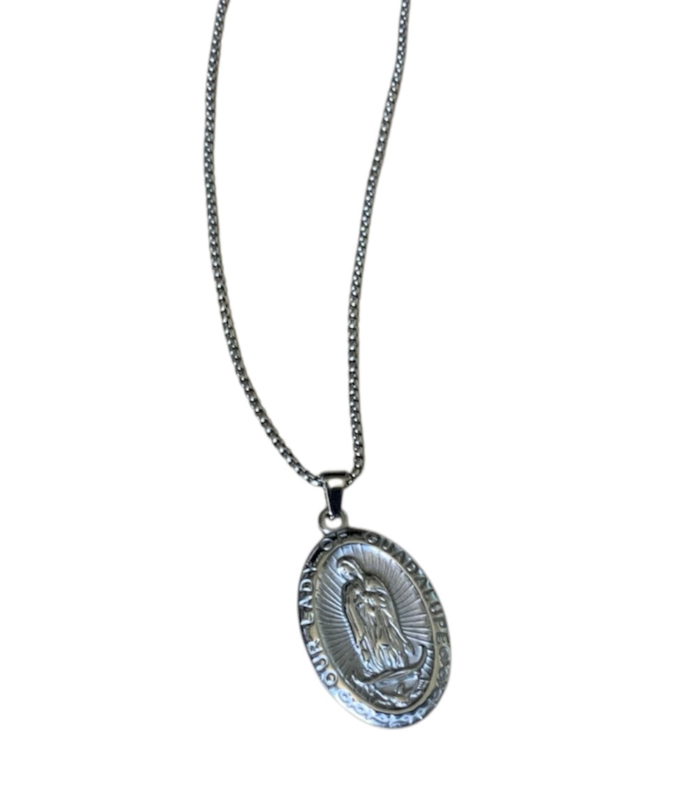 Virgin Mary Our Lady of Guadalupe Necklace Stainless Steel / Virgen de guadalupe