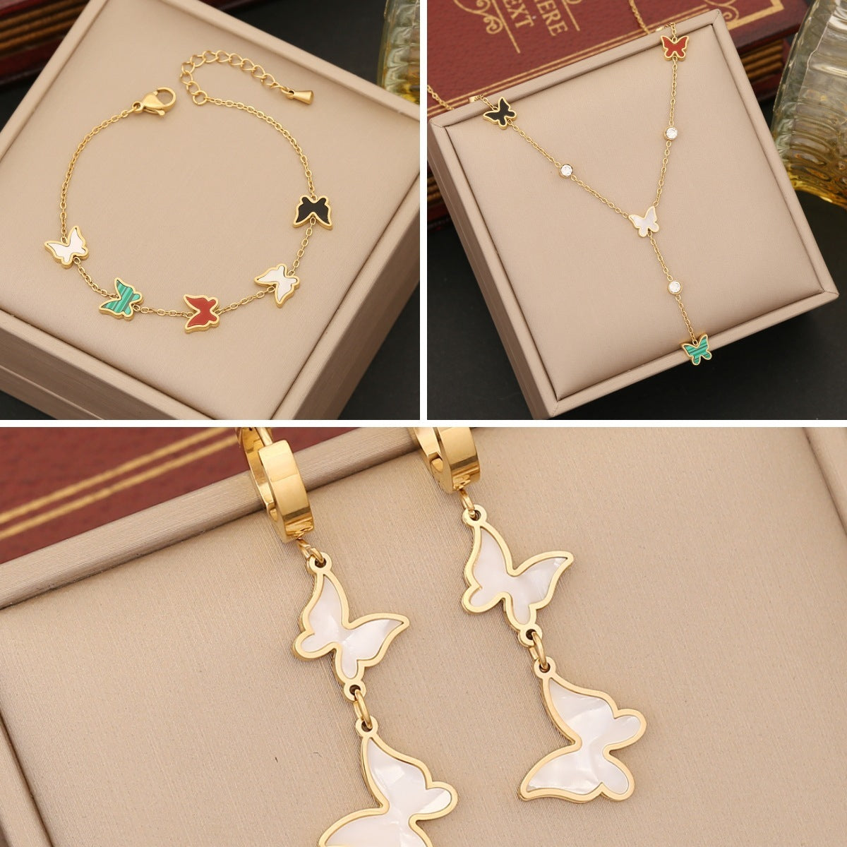 Colorized Butterfly Necklace Fashion Stainless Steel Jewelry