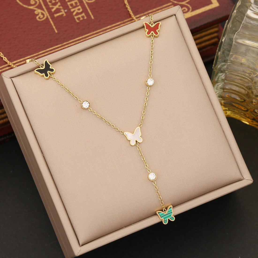 Colorized Butterfly Necklace Fashion Stainless Steel Jewelry
